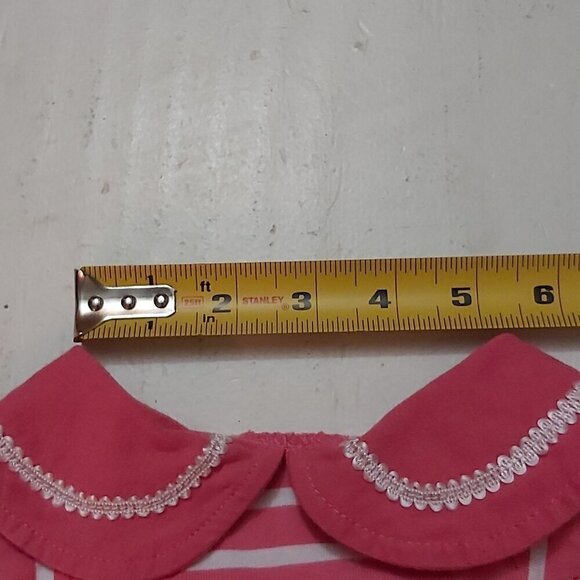EUC Blueberry Large Pink & White Striped Dog Dress with Pink Collar & White Bow - Picture 3 of 6